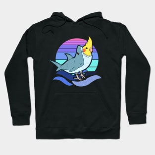 Cockatiel dressed like cute Shark Hoodie